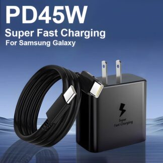 45W Super Fast Charger & USB-C Data Cable - Portable Adapter for for S24/S23/S22/S25 Ultra/S21 Plus/Note 20
