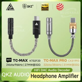 QKZ TC MAX Pro USB Type C to 3.5mm Conversion Interface headphone Amplifier Audio Decoder Earbuds Mobile Phone Adapter HiFi DAC