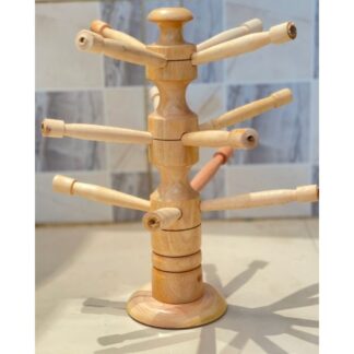 Wooden Churir Alna Stand with 12 Rods | Traditional Wooden Bangle Holder | Jewelry Organizer Stand | Bracelet, Watch & Accessories Display Rack | Home Decor
