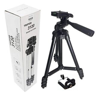 Tiktok 3120 Camera Tripod Stand with Phone Holder Clip - Black
