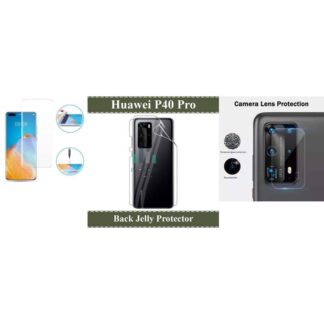 Huawei P40 Pro - (3IN1) - Premium Quality Full Cover UV Clear Tempered Glass Screen Protector, Back Side Protector Film, Camera Lens Protector FIlm