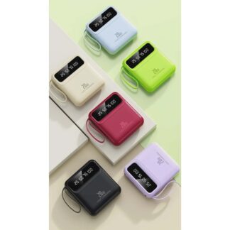 Mini Power Bank 10000mah High Capacity Fast Charging with Cable Mobile Power Bank LED Digital Display Type-C/USB Input 20W Fast Charging Mini Power Bank LED Display 4 Built-in Cabl