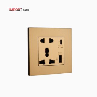 Wall-Mounted 5-Pin EU Plug Socket with Type C 18W Fast Charging Port for Mobile Devices and Power Banks