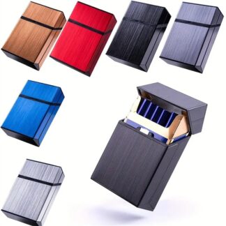 1pcs Portable Cigarette Case Metal Waterproof Cigarette Box 20pcs Capacity Flip Cover Storage Box Men's Gadget Smoking Tool Blac