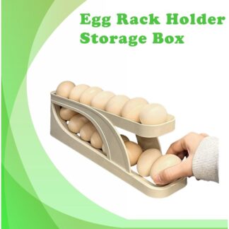 Double-Layer Egg Dispenser Automatic Roll-Down Egg Storage Rack Slide Egg Carton Refrigerator Egg Basket Kitchen Countertop Egg Holder Gadget Biz