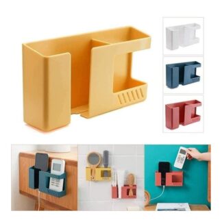 Mobile Phone Charging Rack Wall-mounted Storage Box Punch-free Organizer Shelf Remote Control Pen Stationery Holder Accessories